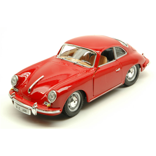 PORSCHE 356 B COUPE' 1961 RED 1:24 Burago Auto Stradali Modellino