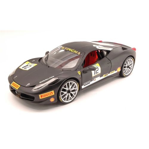 FERRARI 458 CHALLENGE 2010 MATT BLACK HERITAGE 1:18 Hot Wheels Auto Stradali Modellino