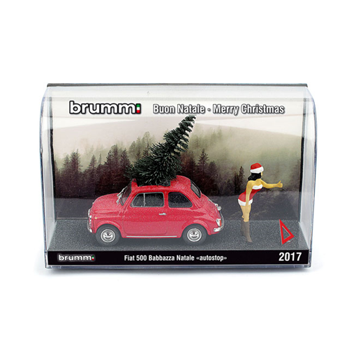FIAT 500F BABBAZZA NATALE AUTOSTOP 2017 (MORA) 1:43 Brumm Auto Stradali Modellino