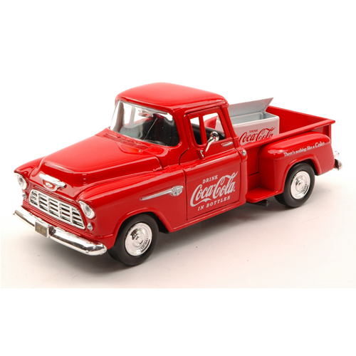 CHEVY 5100 STEPSIDE 1955 WITH COMMERCIAL COOLER COCA COLA 1:24 Motorcity Classics Veicoli Commerciali Modellino