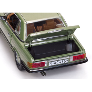 MERCEDES 350 SL HARD TOP COUPE' MET.LIGHT GREEN 1977 1:18 SunStar Auto Stradali Modellino
