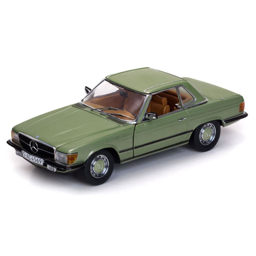 MERCEDES 350 SL HARD TOP COUPE' MET.LIGHT GREEN 1977 1:18 SunStar Auto Stradali Modellino