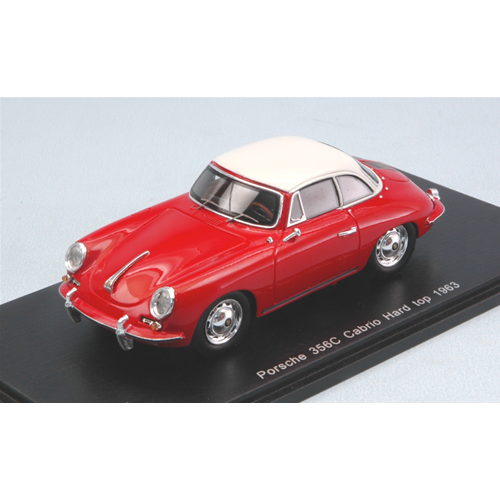 PORSCHE 356 C CABRIO HARD TOP 1963 RED 1:43 Spark Model Auto Stradali Modellino