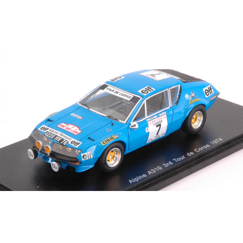 ALPINE A310 N.7 3rd TOUR DE CORSE 1974 J.L.THERIER-M.VIAL 1:43 Spark Model Auto Rally Modellino