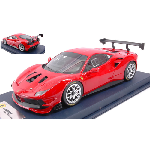 FERRARI 488 CHALLENGE 2016 ROSSO CORSA WITHOUT LIVERY CON VETRINA 1:18 Looksmart Auto Competizione Modellino