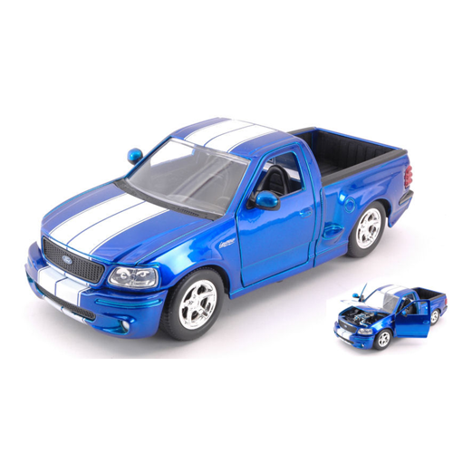 FORD F-150 SVT LIGHTNING 1999 METALLIC BLUE W/WHITE STRIPES cm 20 Jada Toys Auto Stradali Modellino