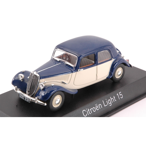 CITROEN LIGHT 15 1949 DARK BLUE & CREAM 1:43 Norev Auto Stradali Modellino