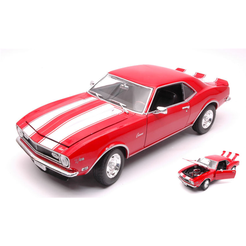 CHEVROLET CAMARO Z28 1968 RED WITH WHITE STRIPES 1:18 Welly Auto Stradali Modellino