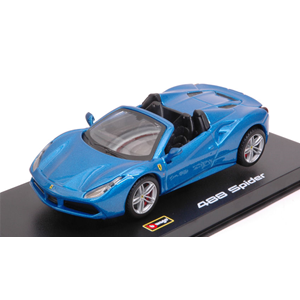 FERRARI 488 SPIDER 2016 BLUE SIGNATURE SERIES WITH SHOWCASE 1:43 Burago Auto Stradali Modellino