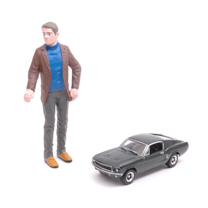 FORD MUSTANG GT FASTBACK 1:63 + STEVE MC QUEEN FIGURE 1968 1:18 Greenlight Movie Modellino