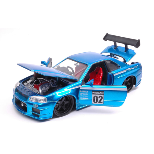NISSAN SKYLINE GT-R (R34) 2002 N.02 METALLIC BLUE "JDM TUNERS" 1:24 Jada Toys Tuning Modellino