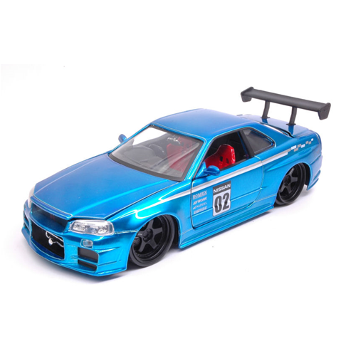 NISSAN SKYLINE GT-R (R34) 2002 N.02 METALLIC BLUE "JDM TUNERS" 1:24 Jada Toys Tuning Modellino