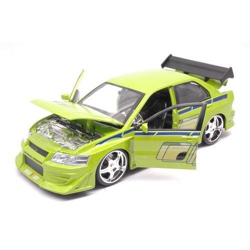 BRIAN'S MITSUBISHI LANCER EVOLUTION VII 2002 FAST & FURIOUS LIGHT GREEN 1:24 Jada Toys Movie Modellino