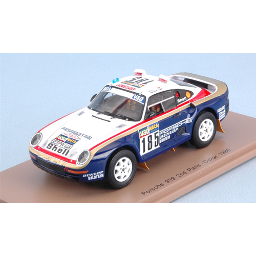 PORSCHE 959 N.185 ABANDON PARIS-DAKAR 1985 J.ICKX-C.BRASSEUR 1:43 Spark Model Auto Rally Modellino