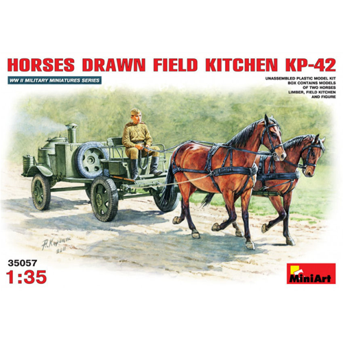 HORSES DRAW FIELD KITCHEN KP-42 KIT 1:35 Miniart Kit Figure Militari Modellino