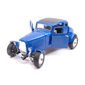 FORD HOT ROD 5-WINDOW COUPE' 1932 BLUE 1:18 MotorMax Auto d'Epoca Modellino