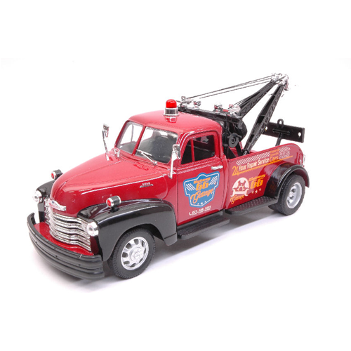 CHEVROLET 3800 TOW TRUCK HIGWAY 66 1953 GARAGE DARK RED 1:24 Welly Camion Modellino