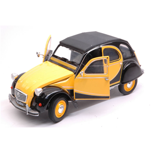 CITROEN 2 CV 6 CHARLESTON 1982 YELLOW/BLACK 1:24-27 Welly Auto Stradali Modellino