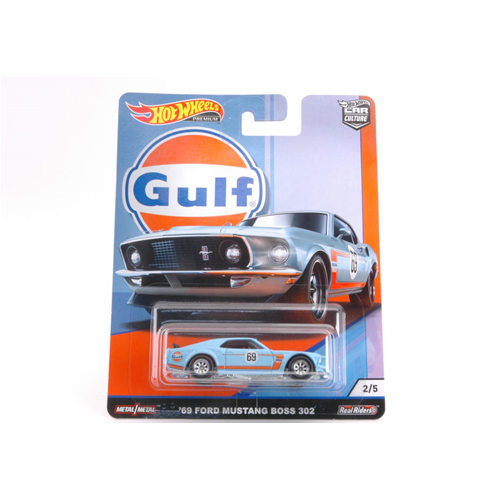 GULF SERIES FORD MUSTANG BOSS 302 1969 1:64 Hot Wheels Movie Modellino