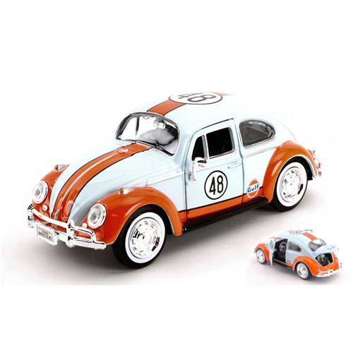VW BEETLE 1966 N.48 "GULF" LIGHT BLUE/ORANGE 1:24 MotorMax Auto Stradali Modellino