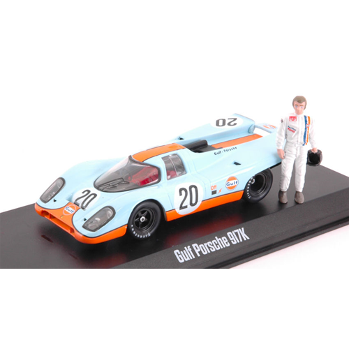PORSCHE 917K WITH STEVE MCQUEEN FIGURE 1971 1:43 Greenlight Movie Modellino