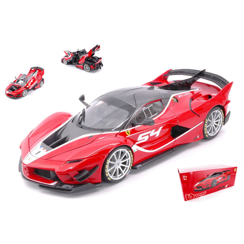 FERRARI FXX-K EVOLUZIONE N.54 RED SIGNATURE WITH SHOWCASE FINALI MONDIALI 2017 M.LUZICH 1:18 Burago Auto Competizione Modellino