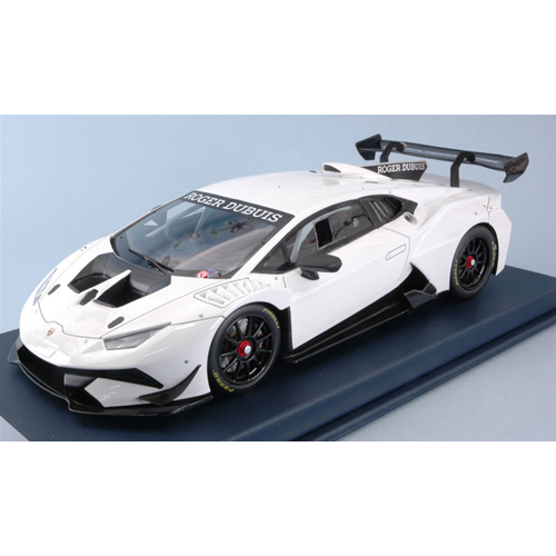 LAMBORGHINI HURACAN SUPER TROFEO EVO 2018 WHITE CON VETRINA 1:18 Looksmart Auto Competizione Modellino