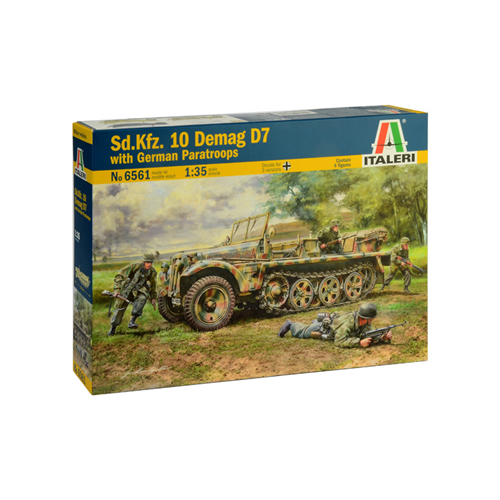 SD.KFZ.10 DEMAG D7 WITH GERMAN PARATROOPERS KIT 1:35 Italeri Kit Mezzi Militari Modellino