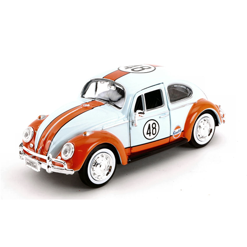 VW BEETLE 1966 N.48 "GULF" LIGHT BLUE/ORANGE 1:24 MotorMax Auto Stradali Modellino