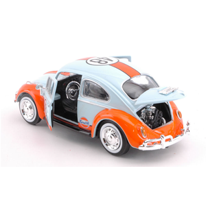 VW BEETLE 1966 N.48 "GULF" LIGHT BLUE/ORANGE 1:24 MotorMax Auto Stradali Modellino