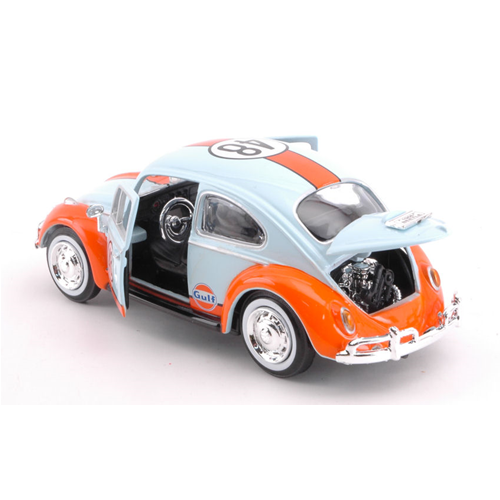 VW BEETLE 1966 N.48 "GULF" LIGHT BLUE/ORANGE 1:24 MotorMax Auto Stradali Modellino