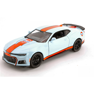CHEVY CAMARO XL1 2017 "GULF" LIGHT BLUE/ORANGE 1:24 MotorMax Auto Stradali Modellino