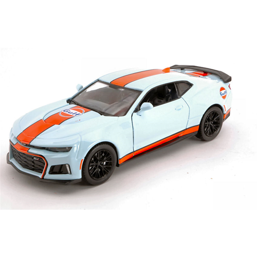 CHEVY CAMARO XL1 2017 "GULF" LIGHT BLUE/ORANGE 1:24 MotorMax Auto Stradali Modellino