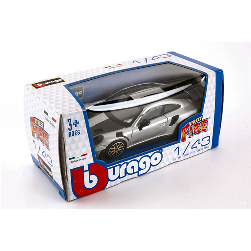 PORSCHE 911-2 GT2 RS COUPE 2018 SILVER BLACK 1:43 Burago Auto Stradali Modellino
