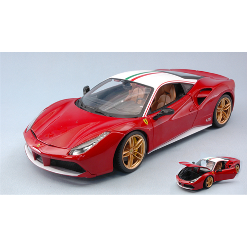 FERRARI 488 GTB COUPE 70th FERRARI ANNIVERSARY "THE LAUDA" 1:18 Burago Auto Stradali Modellino