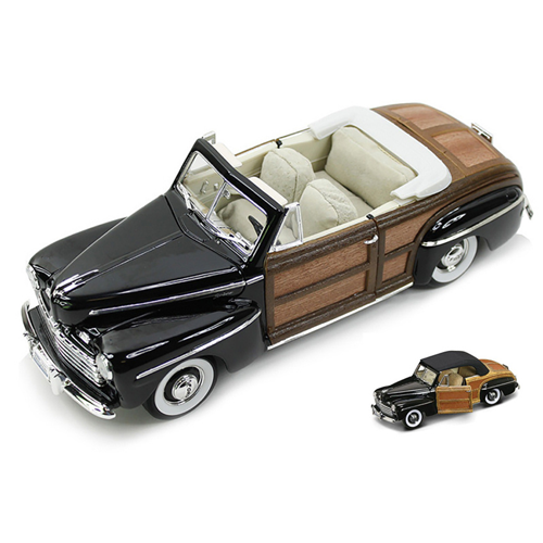 FORD SPORTSMAN CONVERTIBLE 1946 BLACK/WOODY 1:18 Lucky Die Cast Auto Stradali Modellino