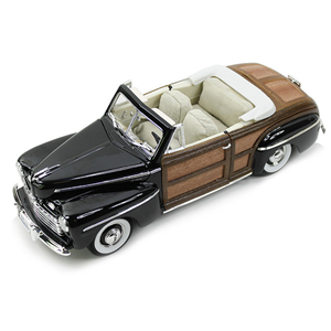 FORD SPORTSMAN CONVERTIBLE 1946 BLACK/WOODY 1:18 Lucky Die Cast Auto Stradali Modellino