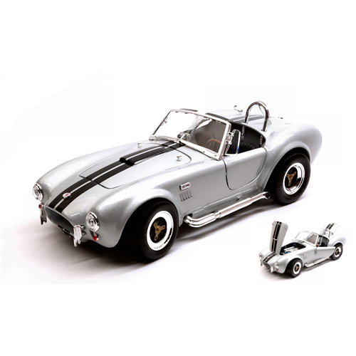 SHELBY COBRA 427 S/C 1964 GREY WITH BLACK STRIPES 1:18 Lucky Die Cast Auto Stradali Modellino