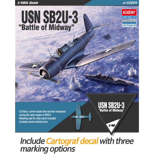 SB2U-3 VINDICATOR "BATTLE OF MIDWAY" KIT 1:48 Academy Kit Aerei Modellino