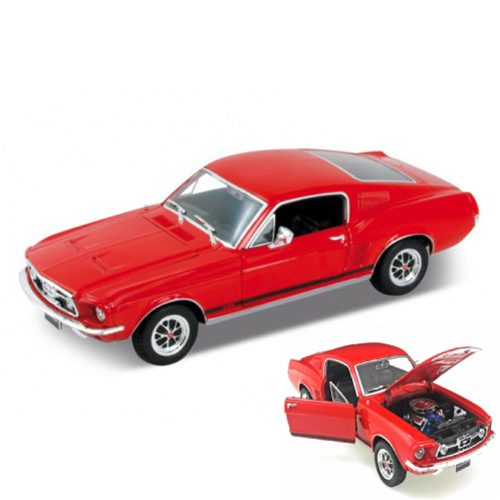 FORD MUSTANG GT 1967 RED 1:24 Welly Auto Stradali Modellino