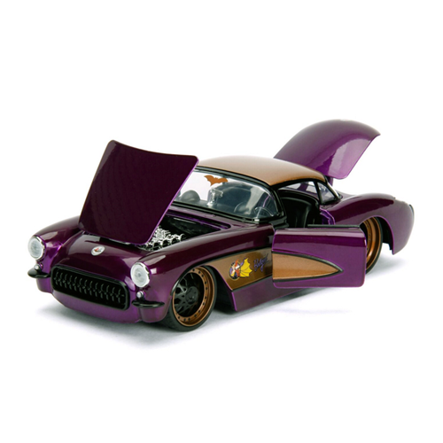 BATGIRL WITH 1957 CHEVY CORVETTE VIOLET/BRONZE 1:24 Jada Toys Movie Modellino