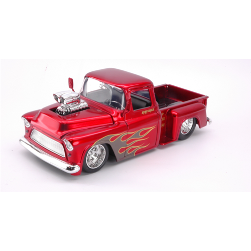 CHEVY STEPSIDE 1955 METALLIC RED WITH FLAMES 1:24 Jada Toys Tuning Modellino