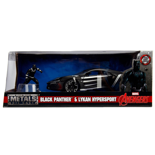 BLACK PANTHER 2010 WITH LYKAN HYPERSPORT 1:24 Jada Toys Movie Modellino