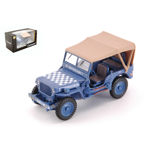 JEEP 1/4 TON MILITARY ARMY RAF MILITARY 1941 BLUE WITH SOFT TOP 1:43 Cararama Mezzi Militari Modellino