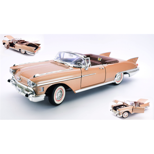 CADILLAC ELDORADO BIARRITZ 1958 GOLD 1:18 Lucky Die Cast Auto Stradali Modellino