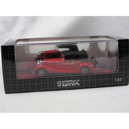 MERCEDES 500K TOURER MAYFAIR CLOSED 1934 RED 1:43 Matrix Scale Models Auto d'Epoca Modellino