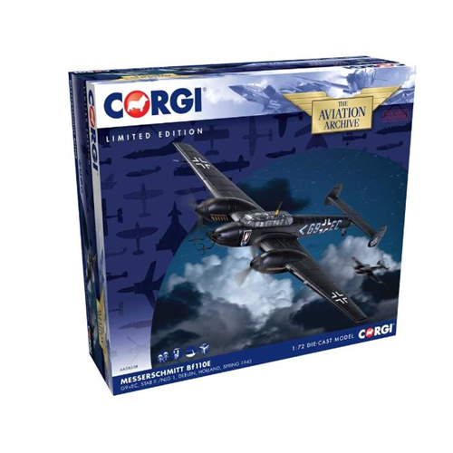 MESSERSCHMITT BF110E-G9+EC-STAB II HOLLAND SPRING 1942 1:72 Corgi Aerei Modellino