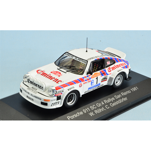 PORSCHE 911 SC Gr.4 N.1 RALLY SAN REMO 1981 W.ROHRL-C.GEISTDORFER 1:43 CMR Classic Model Replicars Auto Competizione Modellino