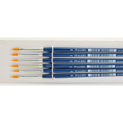 PENNELLO SINTETICO PIATTO N.3 Pz.6 Italeri Colori ed Accessori Modellino
