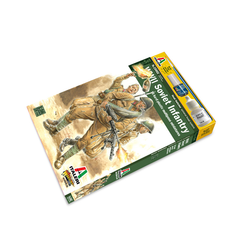 II GUERRA MONDIALE FANTERIA SOVIETICA WWII RUSSIAN INFANTRY KIT 1:56 Italeri Kit Figure Militari Modellino